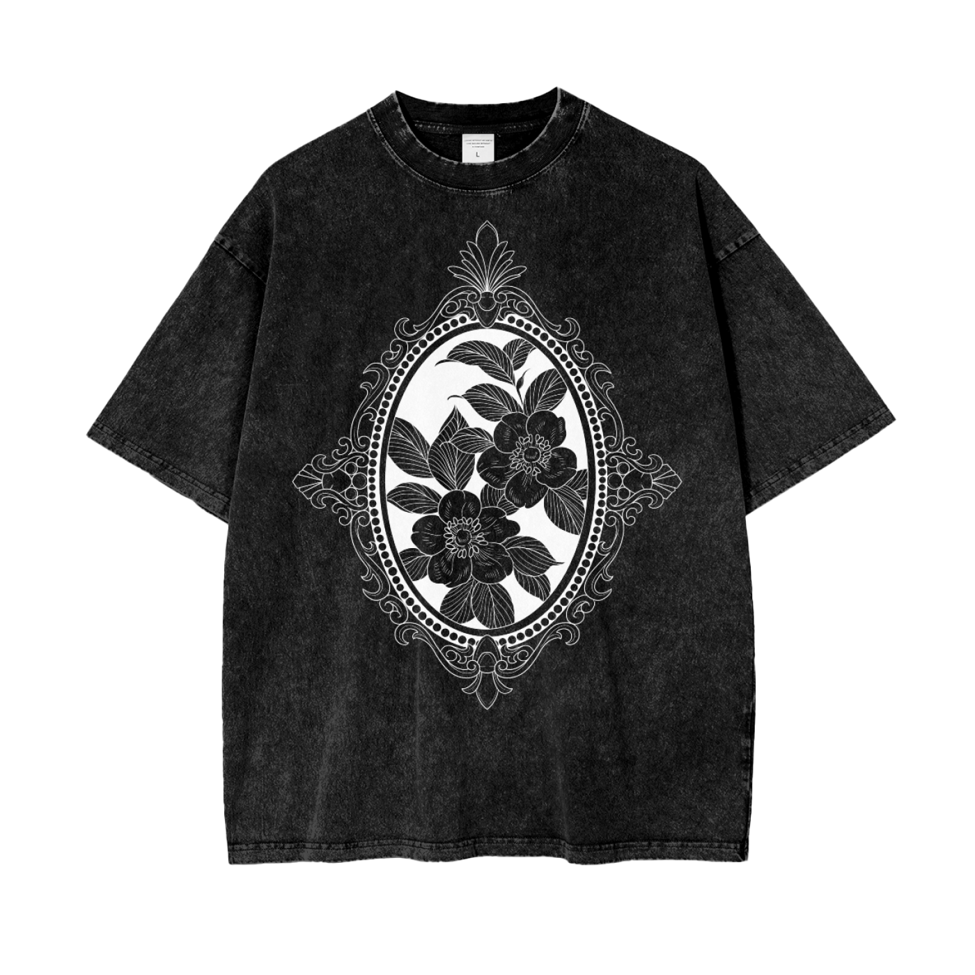 Framed Flowers Oversize Snow Washed T-Shirt