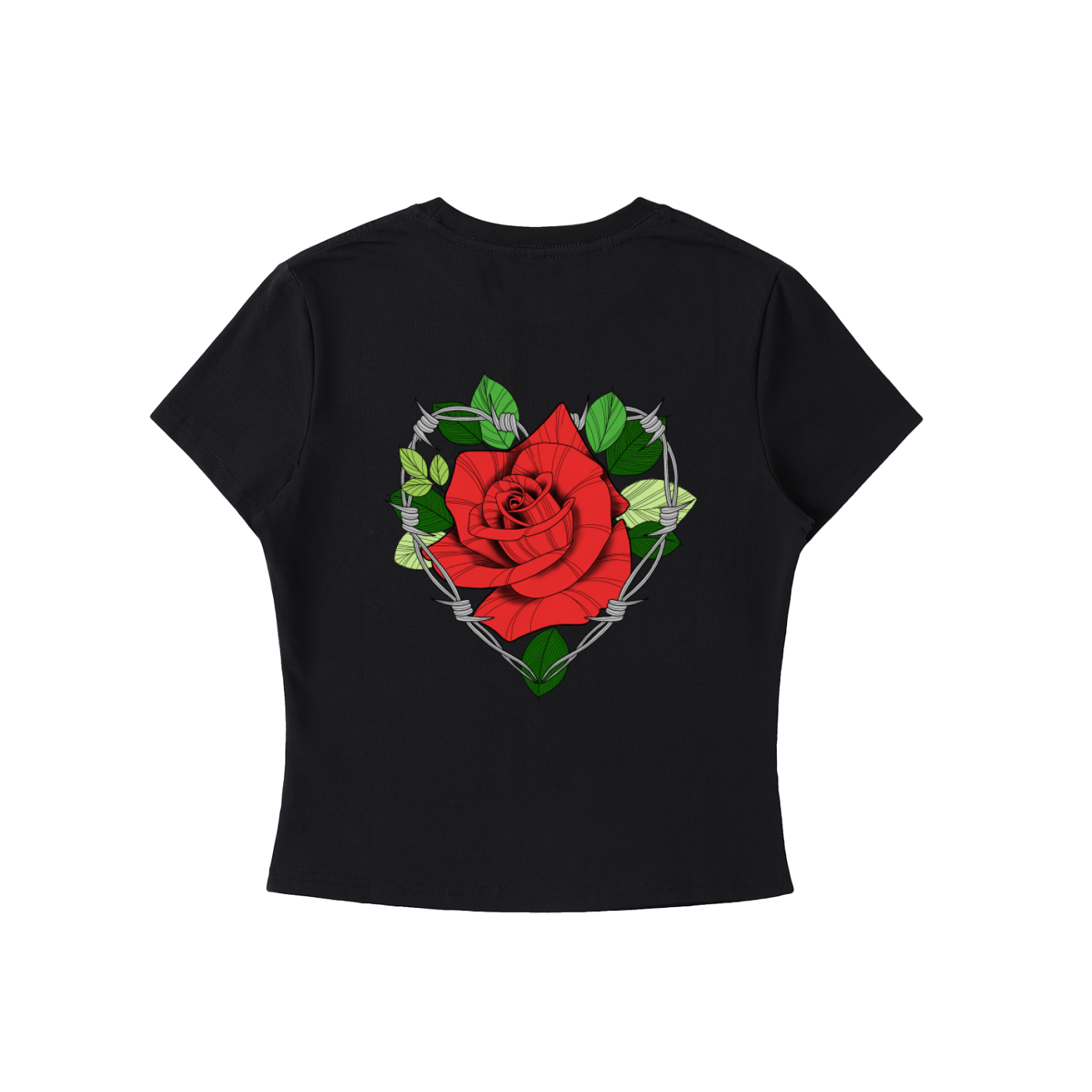 Barbed Wire Rose Essential Bodycon Crewneck T-Shirt
