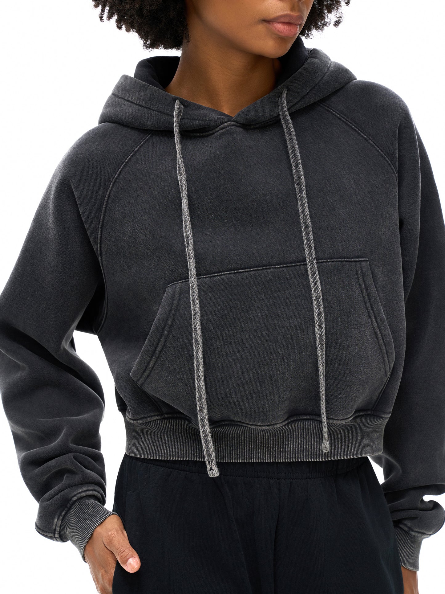 Butterfly Snow Washed Cropped Hoodie